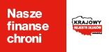 Logotyp kampanii &bdquo;Nasze finanse chroni&rdquo; z czerwonym tłem oraz obok znak &bdquo;Krajowy Rejestr Dług&oacute;w&rdquo;.
